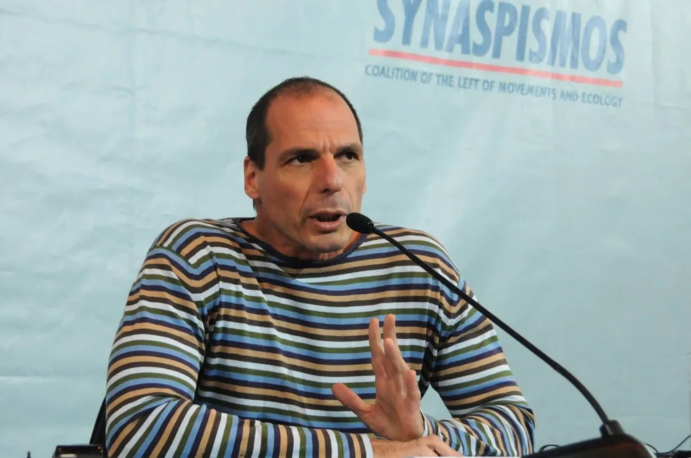 Yannis Varoufakis na debatě o řeckém dluhu zdroj: ecoleft.wordpress.com